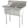 Omcan 43791 3.5" Center Drain and No Drain Board 24" x 24" x 14" Two Tub Sink